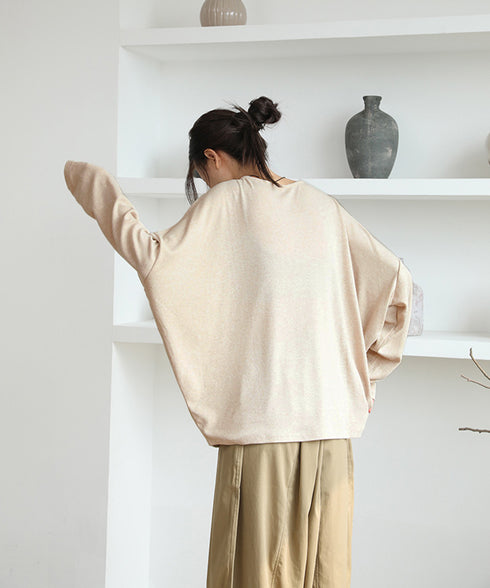 ドルマンスリーブロンTゆったりカットソー レディース オーバーサイズロングTシャツ 落ち感秋服 大人可愛いプルオーバー クルーネックトップス長袖 抜け感体型カバー 2SHENSHI-002